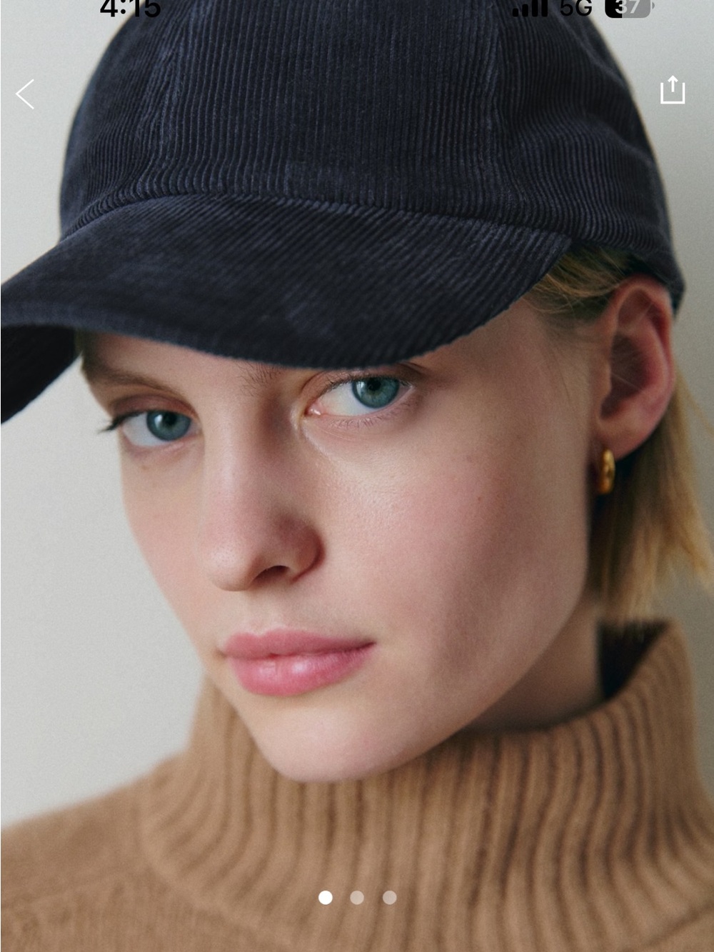 Sezane Corduroy Cap Navy - Size TU